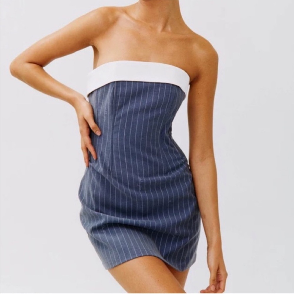 With Jean Chloe corset dress pinstripe